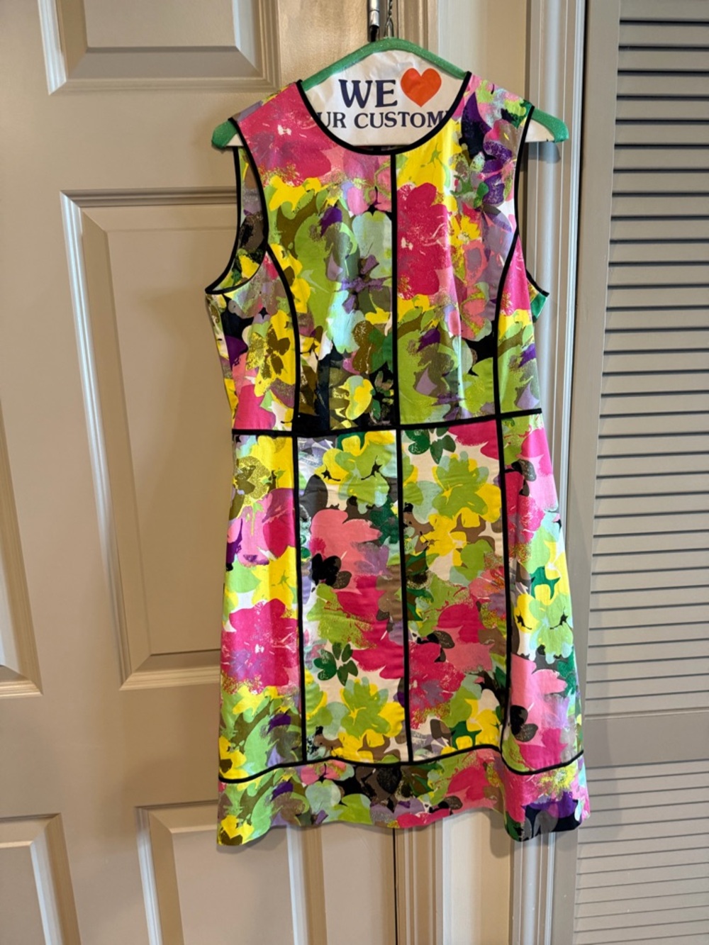 Calvin Klein Floral Midi Dress - Fuchsia Pink, Purple, Yellow Black & Green